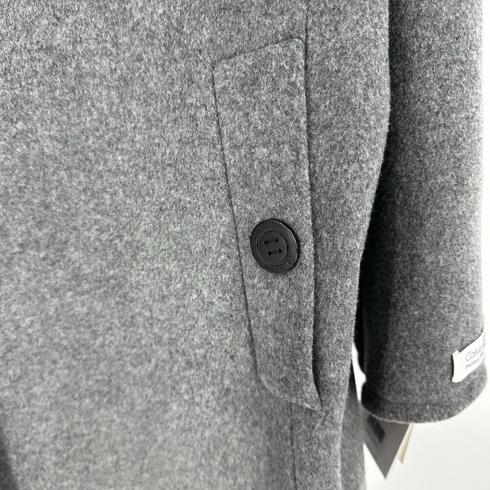 Calvin Klein Womens Coat 3X Gray Wool‎ Cashmere Blend Tailored Button Front $340 - Picture 5 of 12
